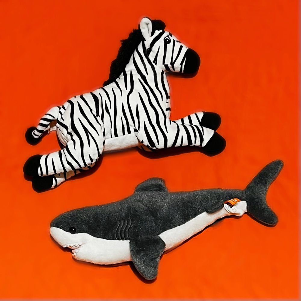 🦈Zoo Plushies🦓: Shark and Zebra Medium Size